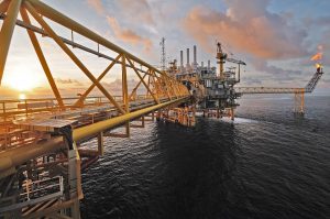 twilight of an offshore oil rig at Thailand