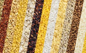 different cereals, grains, rice and beans backgrounds