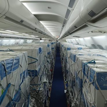 Air transportation services with cargo in cabin